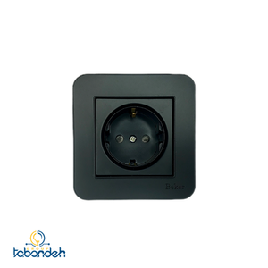 پریز برق ارت دار سرامیکی BEKER مدل آتا مشکی با قاب مشکی 